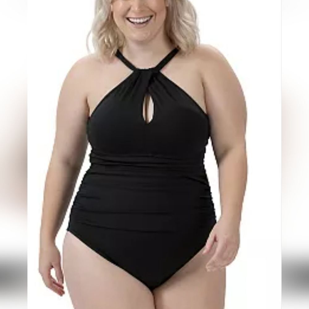 NWT Dolfin Aquashape Contemporary Front Keyhole One Piece Swimsuit Size 22